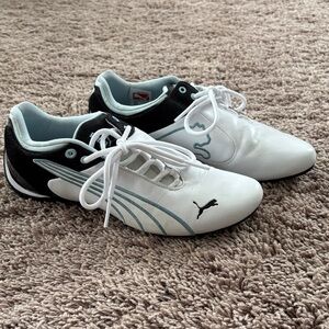 Puma Black and White Athletic Shoes with Blue Detail